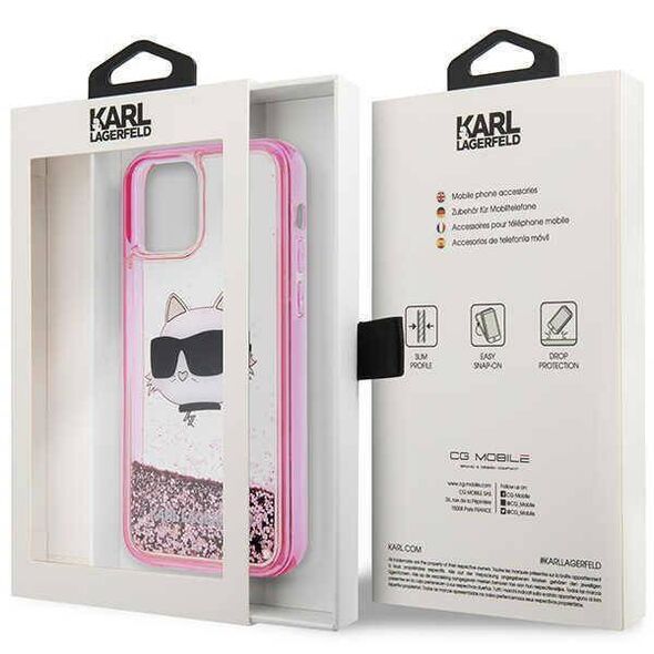 Original Case IPHONE 12 / 12 PRO Karl Lagerfeld Hardcase Glitter Choupette Head (KLHCP12MLNCHCP) pink 3666339119065