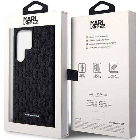 Original Case SAMSUNG GALAXY S23 ULTRA Karl Lagerfeld Hardcase Saffiano Mono Metal Logo (KLHCS23LSAKLHPK) black 3666339117931