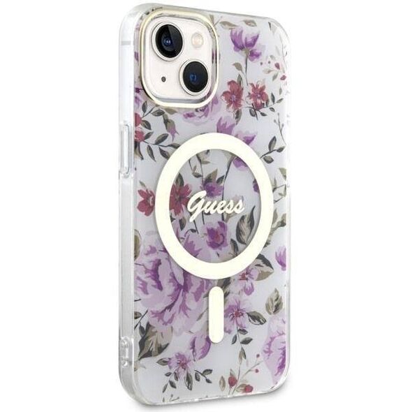 Original Case IPHONE 14 PLUS Guess Hardcase Flower MagSafe (GUHMP14MHCFWST) transparent 3666339115647