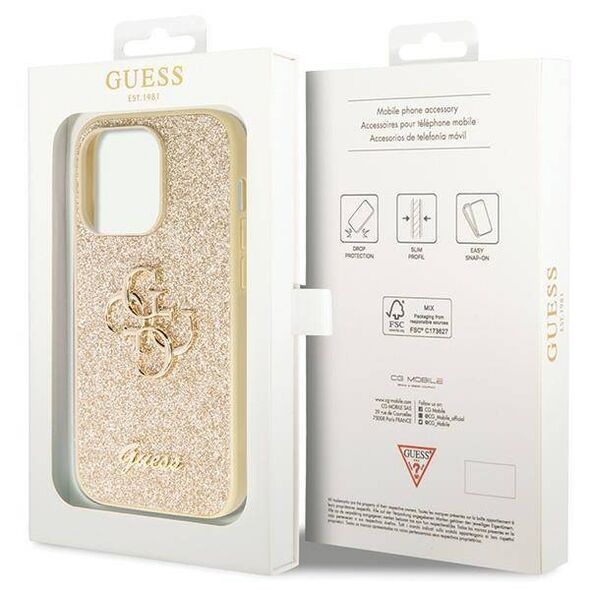 Original Case IPHONE 14 PRO Guess Hardcase Glitter Script Big 4G 3666339147761