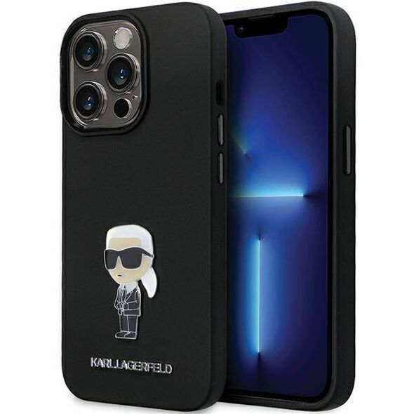 Original Case IPHONE 13 PRO MAX Karl Lagerfeld Silicone Ikonik Metal Pin (KLHCP13XSMHKNPK) black 3666339165949