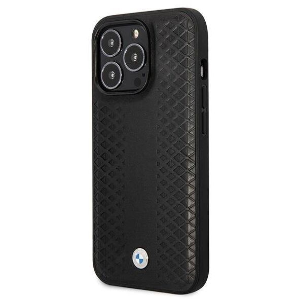 Original Case IPHONE 14 PRO BMW Leather Diamond Pattern (BMHCP14L22RFGK) black 3666339066543