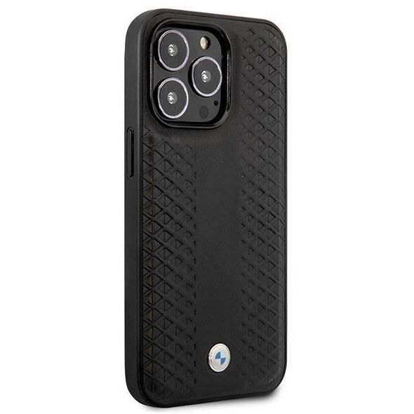 Original Case IPHONE 14 PRO BMW Leather Diamond Pattern (BMHCP14L22RFGK) black 3666339066543