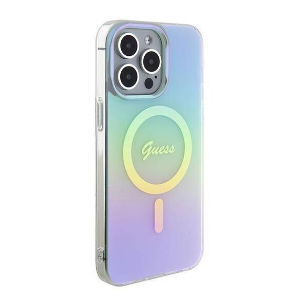 Original Case APPLE IPHONE 15 PRO MAX Guess Hardcase IML Iridescent MagSafe (GUHMP15XHITSQ) turquoise 3666339154950