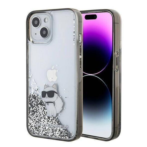 Original Case APPLE IPHONE 15 Karl Lagerfeld Hardcase Liquid Glitter Choupette (KLHCP15SLKCNSK) transparent 3666339164195