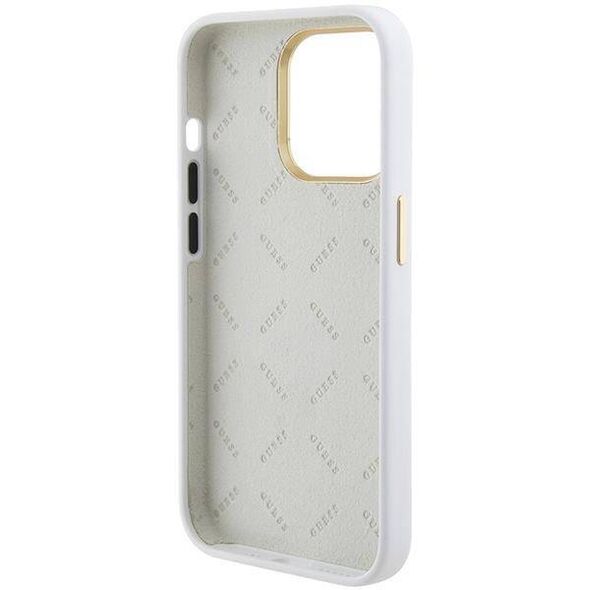 Original Case APPLE IPHONE 15 PRO MAX Guess Hardcase Silicone Logo Strass 4G (GUHCP15XM4DGPH) white 3666339148799