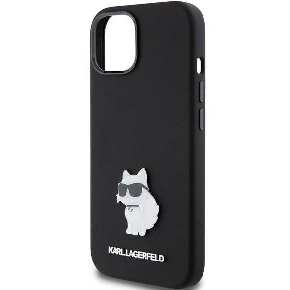 Original Case APPLE IPHONE 15 PLUS Karl Lagerfeld Silicone Choupette Metal Pin (KLHCP15MSMHCNPK) black 3666339166366