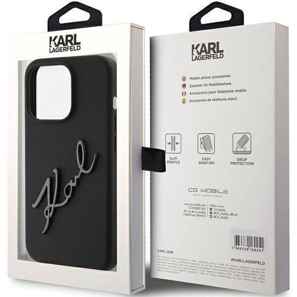 Original Case APPLE IPHONE 15 PRO MAX Karl Lagerfeld Hardcase Silicone Karl Script (KLHCP15XSKSBMCK) black 3666339168186