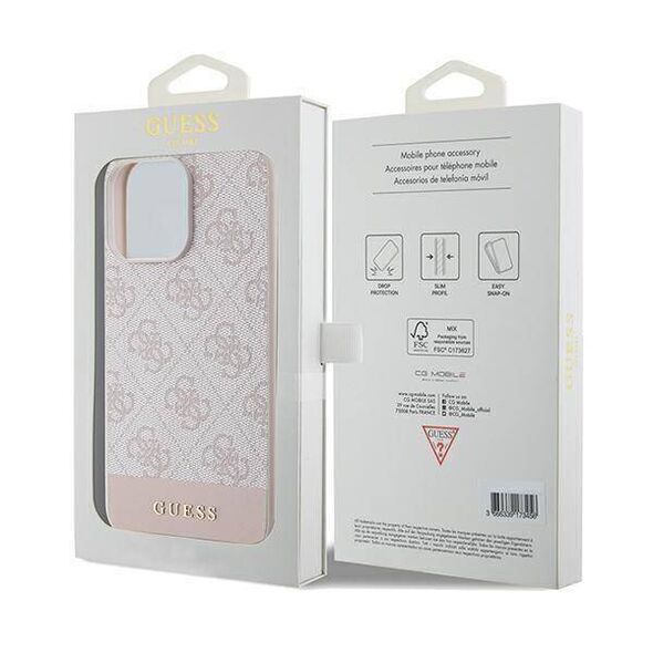 Original Case APPLE IPHONE 15 PRO MAX Guess Hardcase 4G Stripe Collection (GUHCP15XG4GLPI) pink 3666339203436