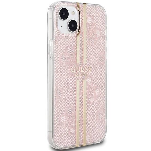 Original Case IPHONE 13 / 14 / 15 Guess Hardcase IML 4G Gold Stripe (GUHCP15SH4PSEGP) pink 3666339223106