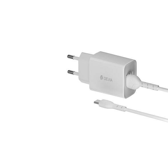 Devia wall charger Smart 2x USB 2,4A white + USB-C cable 6938595364037