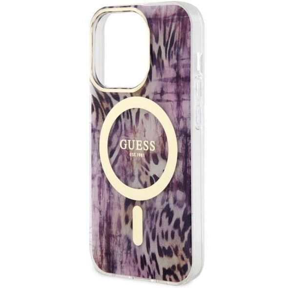 Original Case IPHONE 14 PRO Guess Hardcase Leopard MagSafe (GUHMP14LHLEOPWP) pink 3666339115692