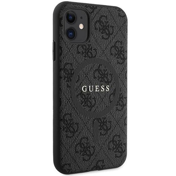 Original Case IPHONE 11 Guess Hardcase 4G Collection Leather Metal Logo MagSafe (GUHMN61G4GFRK) black 3666339226220