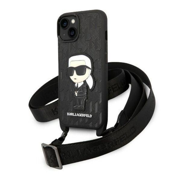 Original Case IPHONE 14 PLUS Karl Lagerfeld Hardcase Monogram Ikonik Patch (KLHCP14MSTKMK) black 3666339098667