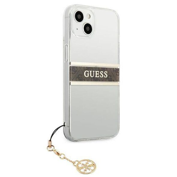 Original Case IPHONE 13 MINI Guess Hardcase 4G Brown Strap Charm (GUHCP13SKB4GBR) transparent 3666339023393