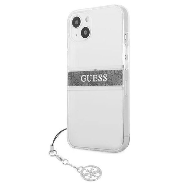 Original Case IPHONE 13 MINI Guess Hardcase 4G Grey Strap Charm (GUHCP13SKB4GGR) transparent 3666339023355