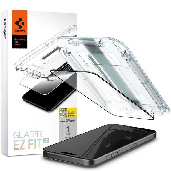 Tempered Glass APPLE IPHONE 15 PRO MAX Spigen Glas.tr "EZ Fit" FC black 8809896752039