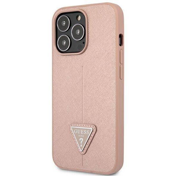 Original Case IPHONE 14 PRO MAX Guess Hardcase Saffianotriangle Logo (GUHCP14XPSATLP) pink 3666339065515