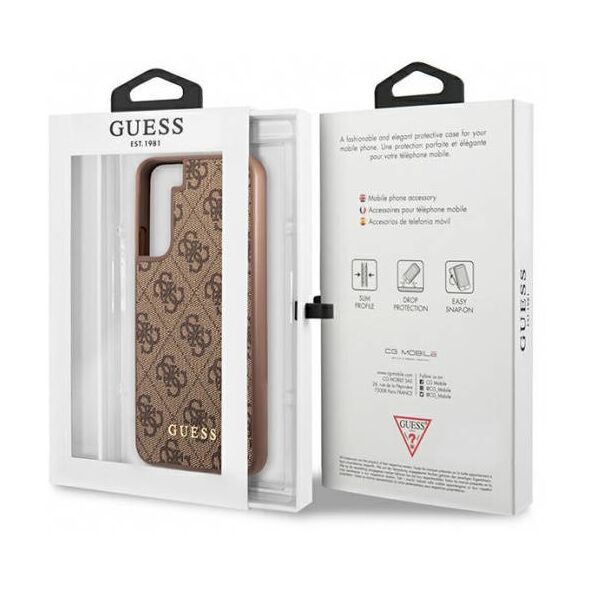 Original Case SAMSUNG GALAXY S23 Guess Hard Case 4G Metal Gold Logo (GUHCS23SG4GFBR) brown 3666339116989