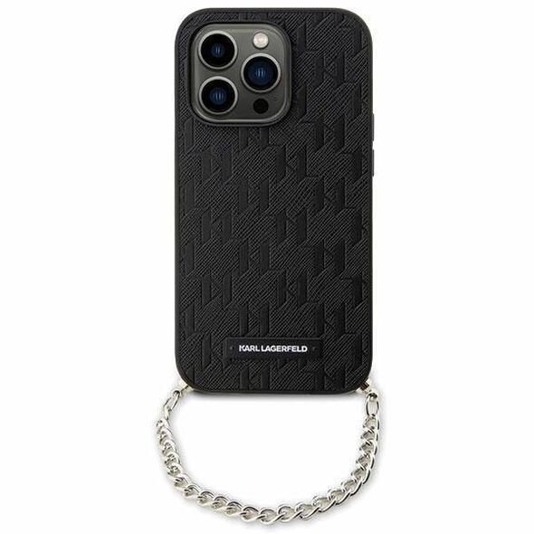 Original Case IPHONE 14 Karl Lagerfeld Hardcase Saffiano Monogram Chain (KLHCP14SSACKLHPK) black 3666339122867