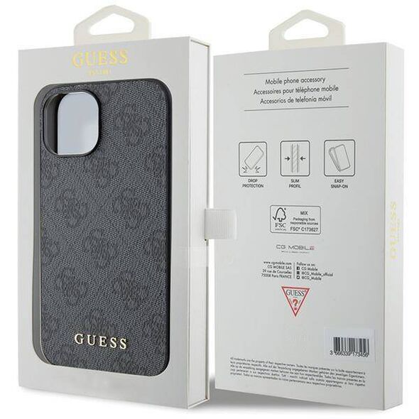 Original Case APPLE IPHONE 15 PLUS Guess Hard Case 4G Metal Gold Logo (GUHCP15MG4GFGR) gray 3666339171759