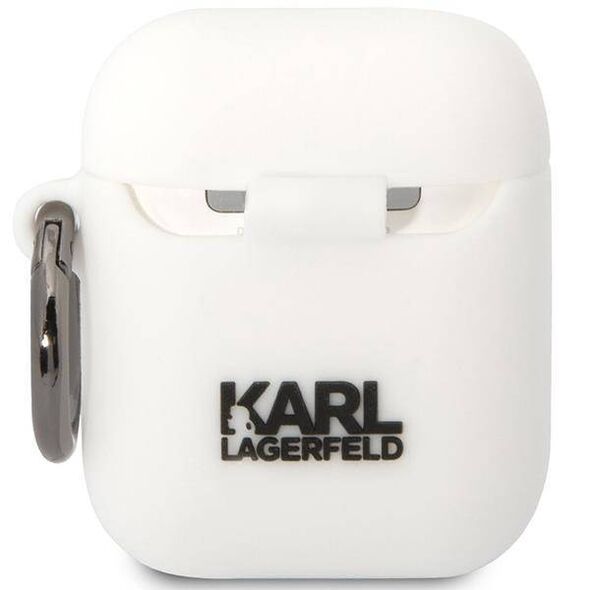 Original Case APPLE AIRPODS Karl Lagerfeld Silicone Karl & Choupette (KLACA2SILKCW) white 3666339088194