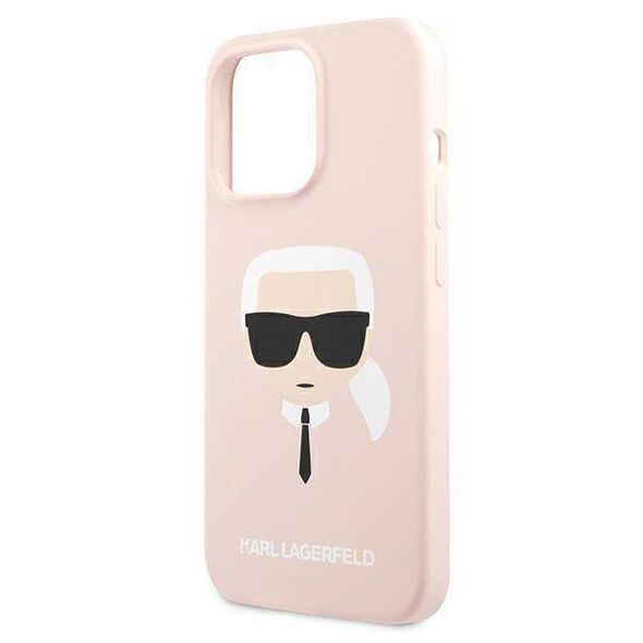 Original Case IPHONE 13 PRO Karl Lagerfeld Hardcase Silicone Karl`s Head (KLHCP13LSLKHLP) light pink 3666339027759