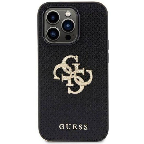 Original Case APPLE IPHONE 15 PRO Guess Hardcase Leather Perforated 4G Glitter Logo (GUHCP15LPSP4LGK) black 3666339151300