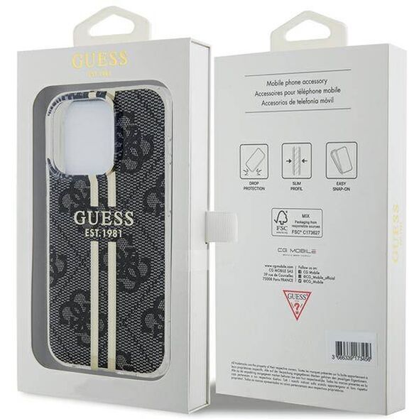 Original Case APPLE IPHONE 15 PRO Guess Hardcase IML 4G Gold Stripe (GUHCP15LH4PSEGK) black 3666339222703