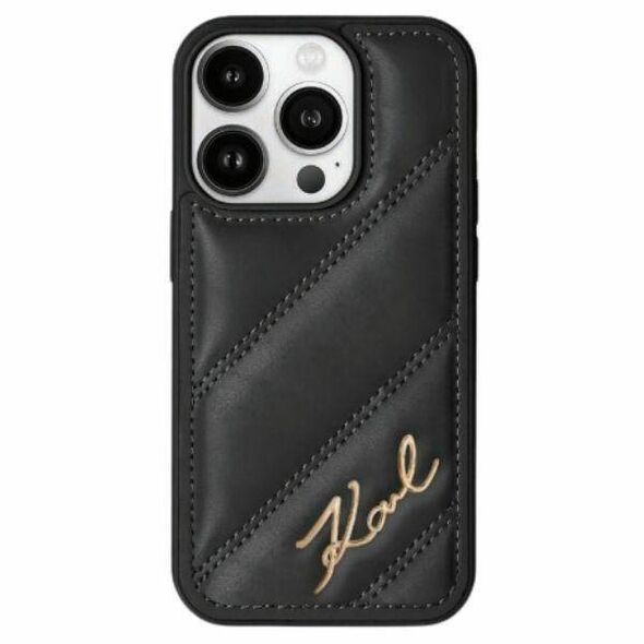 Original Case IPHONE 14 PRO Karl Lagerfeld Diagonal Quilted Script (KLHCP14SPQDSMGK) black 3666339252205