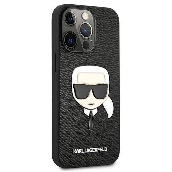 Original Case IPHONE 13 PRO Karl Lagerfeld Hardcase Saffiano Ikonik Karl's Head (KLHCP13LSAKHBK) black 3666339027636