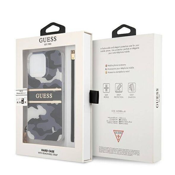 Original Case IPHONE 13 PRO Guess Hardcase Camo Strap Collection (GUHCP13LKCABBK) black 3666339023133