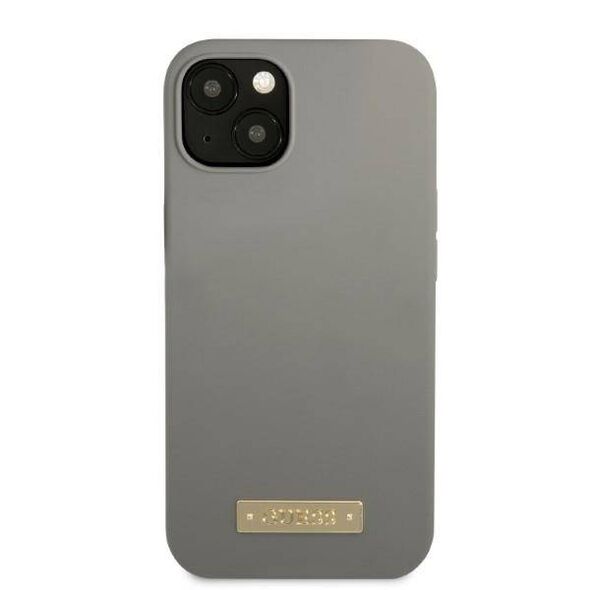 Original Case IPHONE 13 Guess Hard Case Silicone Logo Plate MagSafe (GUHMP13MSPLG) gray 3666339056902