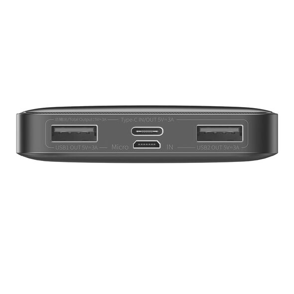 Baseus Baseus - Power Bank Bipow (PPBD050001) - Digital Display 2xUSB QC3.0, USB-C 10000mAh 15W + Cable Micro-USB 0.25m - Black 6932172618193 έως 12 άτοκες Δόσεις