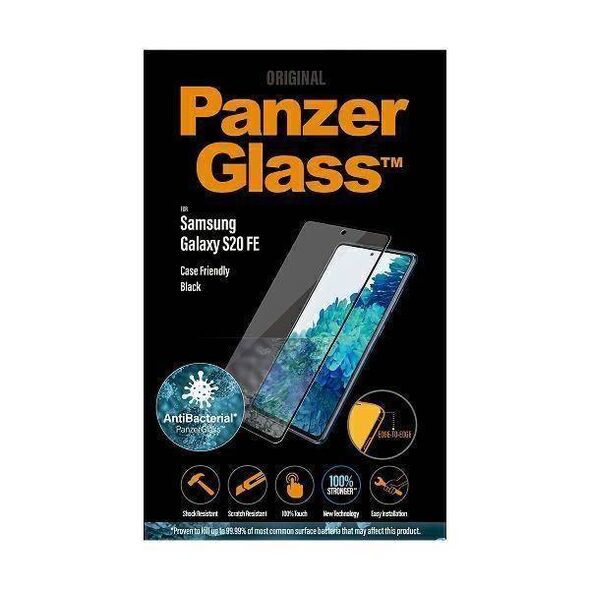 Tempered Glass 5D SAMSUNG GALAXY S20 FE / S20 LITE PanzerGlass E2E Microfracture Case Friendly Finger Print AntiBacterial black 5711724072437