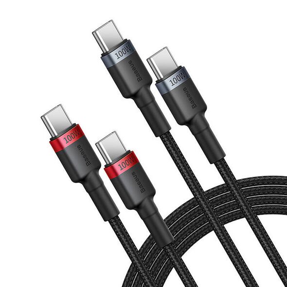 Cable Baseus Cafule USB-C do USB-C 100W, 2m, 2-Pack (Red-Black, Gray-Black) 6932172657444