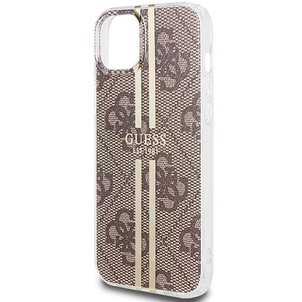 Original Case IPHONE 13 / 14 / 15 Guess Hardcase IML 4G Gold Stripe (GUHCP15SH4PSEGW) brown 3666339222826