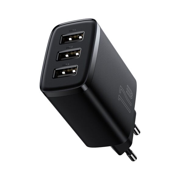 Baseus Baseus - Wall Charger Compact (CCXJ020101) - 3xUSB, 17W - Black 6932172606961 έως 12 άτοκες Δόσεις