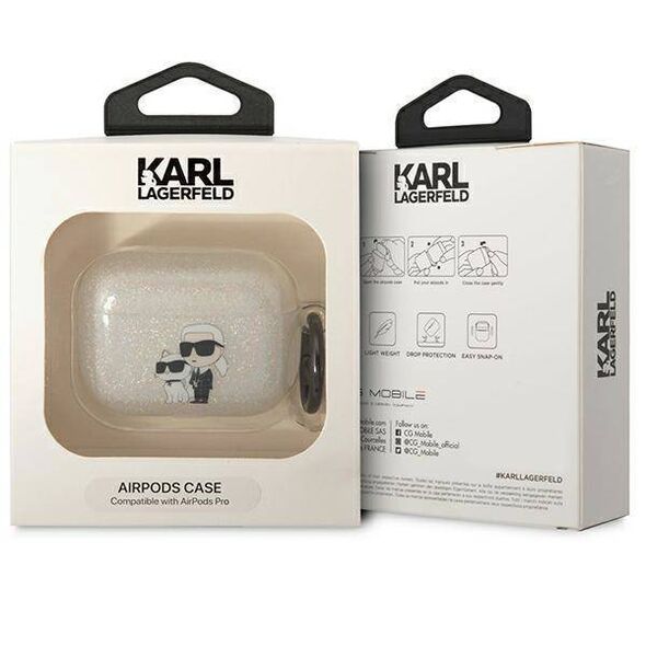 Original Case APPLE AIRPODS PRO Karl Lagerfeld Gliter Karl&Choupette (KLAPHNKCTGT) transparent 3666339088118