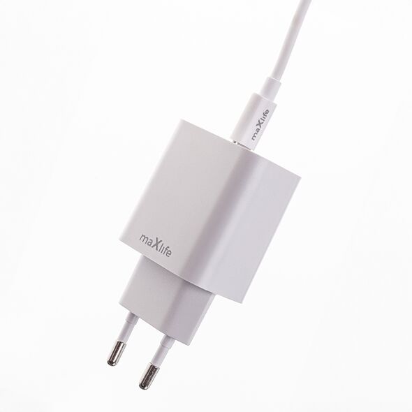 Maxlife MXTC-06-20C PD QC charger 1x USB-C 20W white + USB-C - Lightning cable 20W 5907457738416