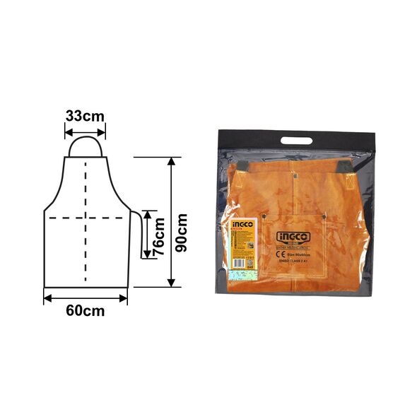 Ingco Ποδιά Δερμάτινη Ηλεκτροσυγκολλητή 90x60 cm Hgva03 6941640198860 έως 12 Άτοκες Δόσεις