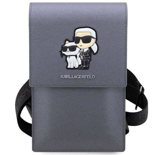 Bag Karl Lagerfeld Saffiano Karl & Choupette Head (KLWBSAKCPMG) silver 3666339123352