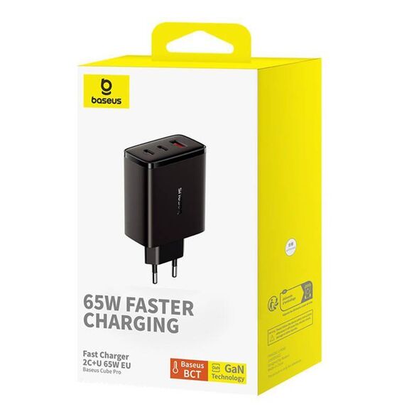 Wall charger Baseus OS-Cube Pro 2xUSB-C + USB, 65W (black) 6932172641474