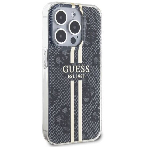 Original Case APPLE IPHONE 15 PRO MAX Guess Hardcase IML 4G Gold Stripe (GUHCP15XH4PSEGK) black 3666339222710