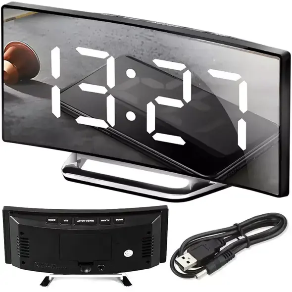 Mirror Clock Digital Electronic Electronic LED screen / Wake up / Thermometer black 5904161103288