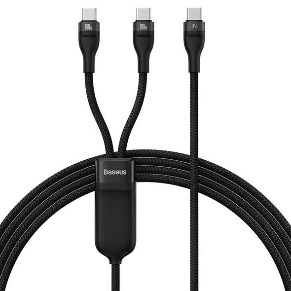 2in1 USB cable Baseus Flash Series USB-C do USB-C 100W, 1.5m (black 6932172622480