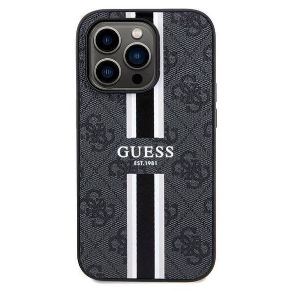 Original Case APPLE IPHONE 15 PRO Guess Hardcase 4G Printed Stripes MagSafe (GUHMP15LP4RPSK) black 3666339209735