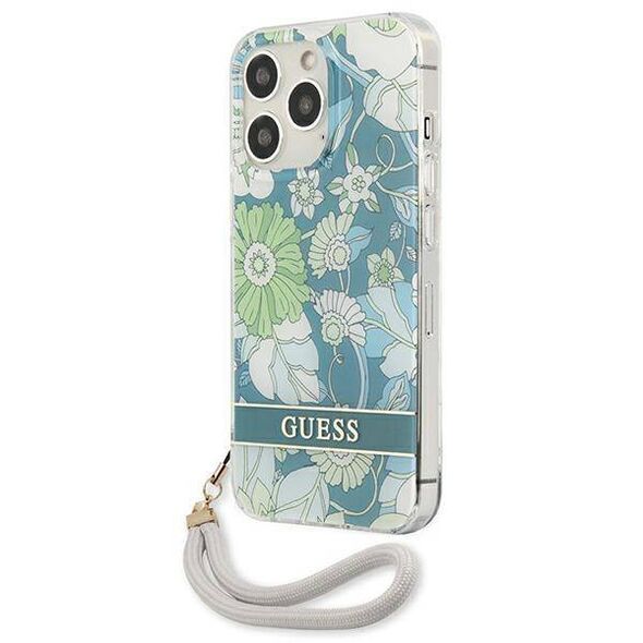 Case IPHONE 13 PRO Guess Hardcase Flower Strap (GUHCP13LHFLSN) green 3666339040499