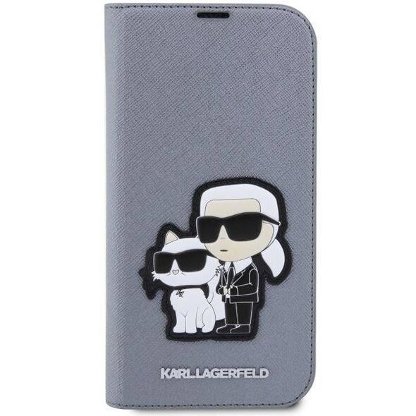 Original Case IPHONE 14 PRO MAX Karl Lagerfeld Bookcase Saffiano Karl & Choupette (KLBKP14XSANKCPG) silver 3666339122850