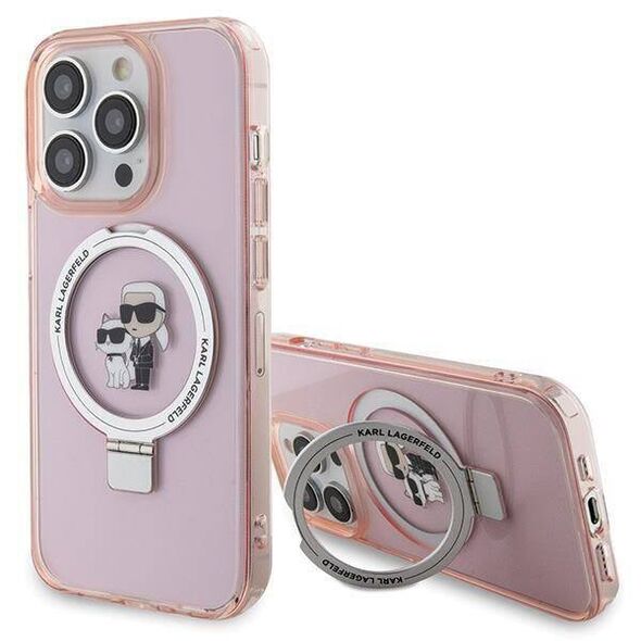 Original Case APPLE IPHONE 15 PRO Karl Lagerfeld Hardcase Ring Stand Karl&Choupettte MagSafe (Klhmp15lhmrskcp) pink 3666339169015